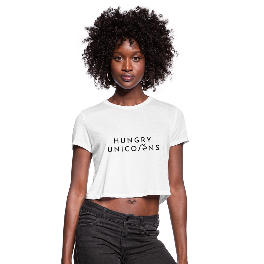 Hungry Unicorns Women's Cropped T-Shirt - white