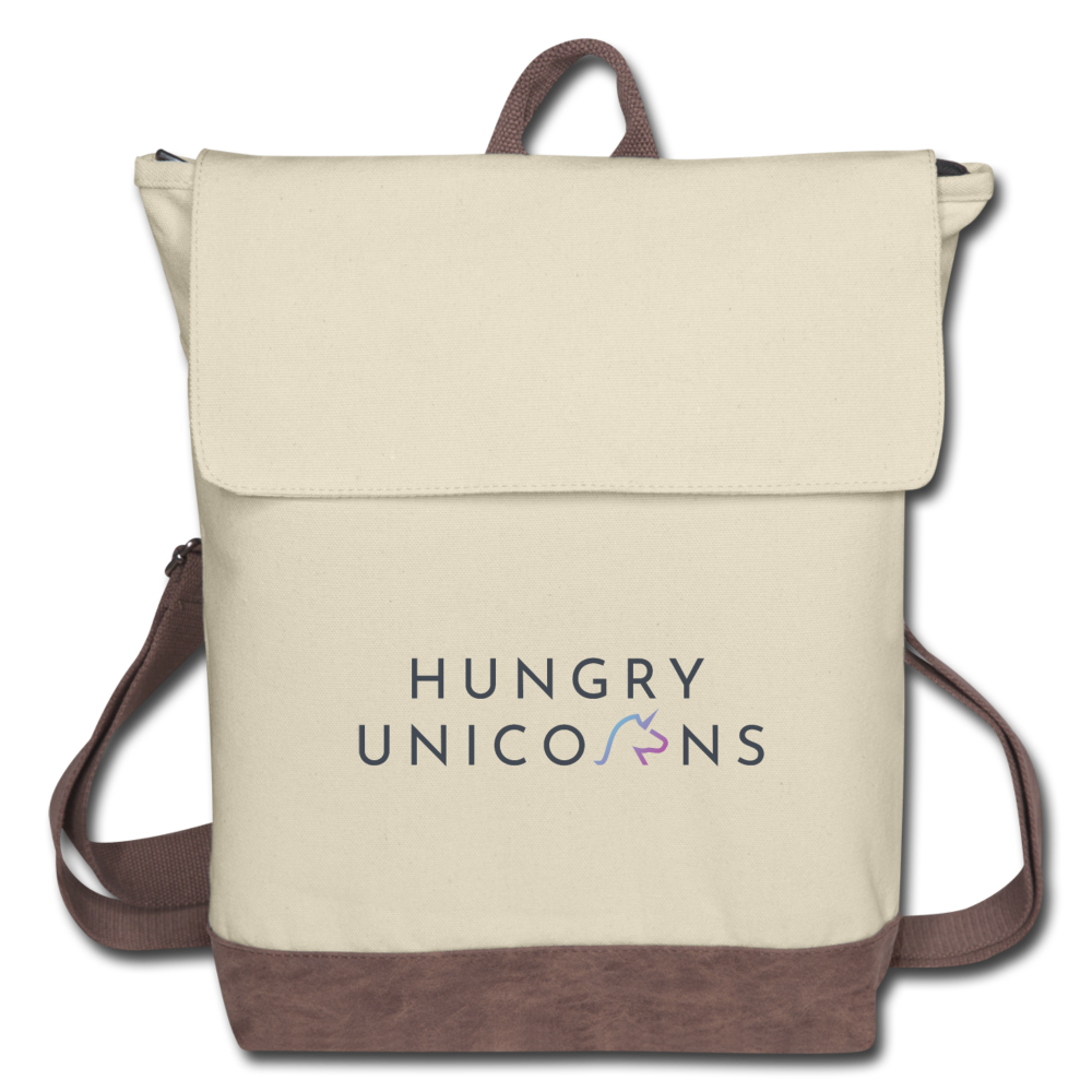 Hungry Unicorns Canvas Backpack - ivory/brown